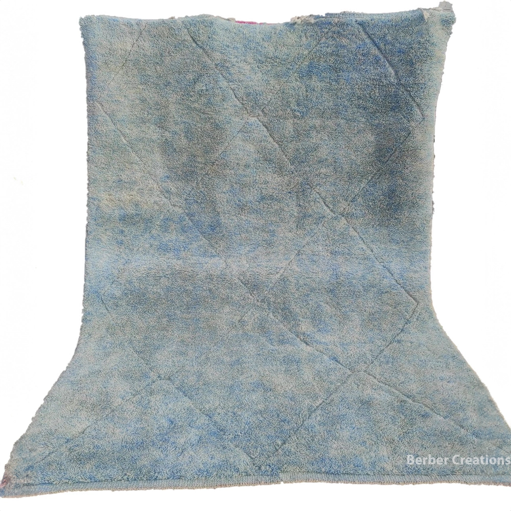 moroccan beni mrirt rug light blue