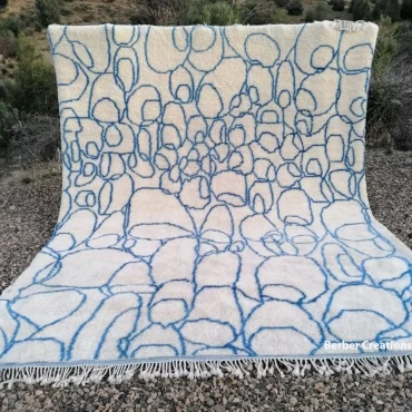 Moroccan Beni Ourain Wool rug – Blue Circles