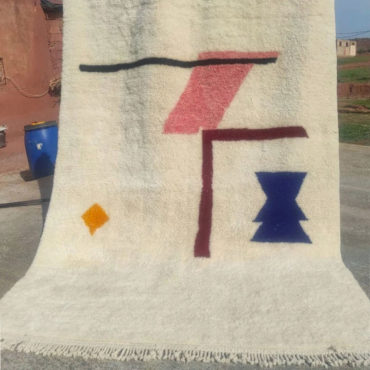 Berber Hand-knotted Wool Rug Abstract Design