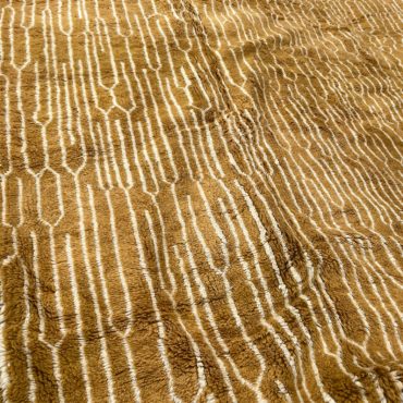 Gold Moroccan Rug With White Stripes – 9×12 Feet