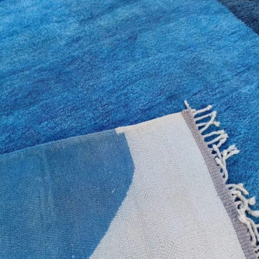 Moroccan Handmade Wool Rug Blue and White
