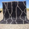 Black Moroccan Beni Ourain Rug With White Lines