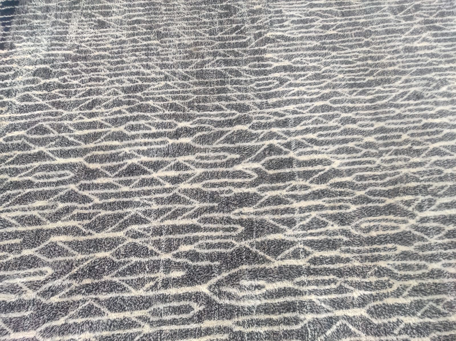 Black Moroccan Rug With White Lines - Image 2