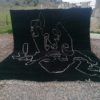 Black Moroccan Wool rug with white design