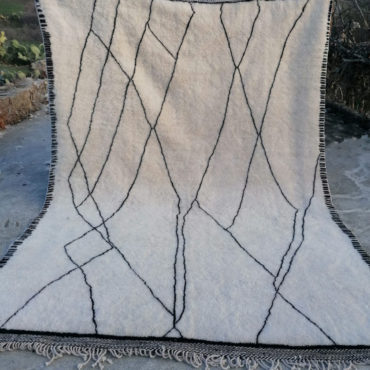 Modern Handmade Moroccan Rug in Black/White