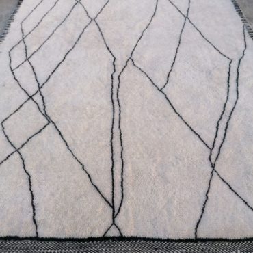 Modern Handmade Moroccan Rug in Black/White