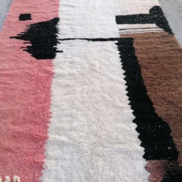 Modern Moroccan Wool rug Pink/ Brown /Black /White