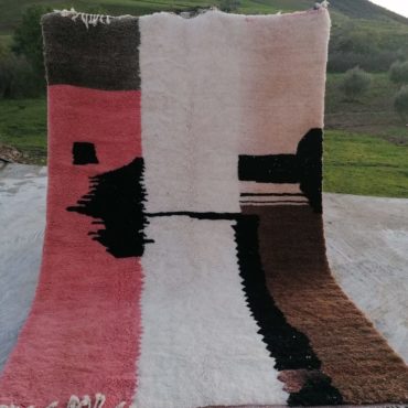 Modern Moroccan Wool rug Pink/ Brown /Black /White