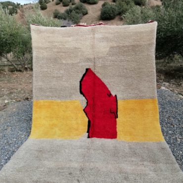 Moroccan Berber Rug Abstract Design in Red and Yellow