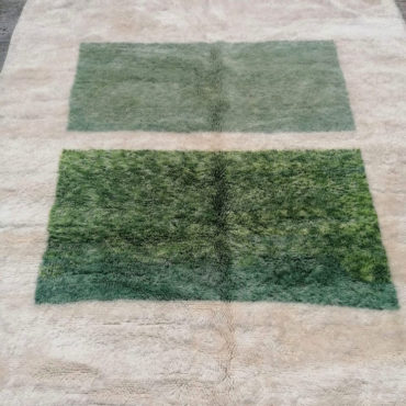 Moroccan Berber Rug Green and Cream