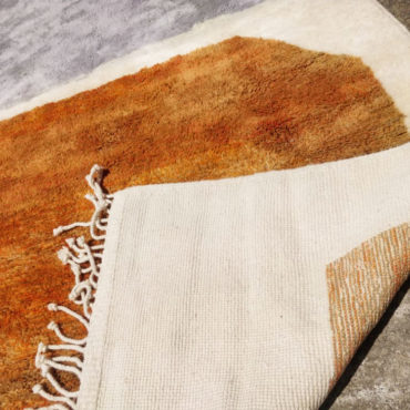 Moroccan Beni Mrirt Rug White / Rust Orange and Gray