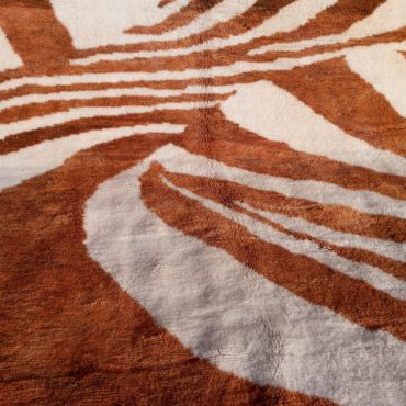 Moroccan Hand-knotted Rug Rust Orange and White