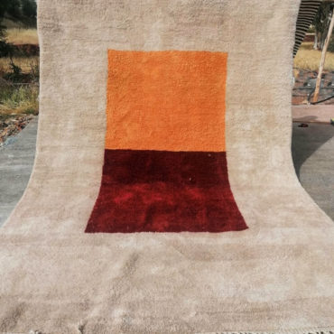 Taupe Moroccan Beni Rug Design in Orange & Red Maroon