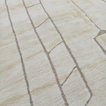 White Modern Moroccan Berber Rug Design in Taupe