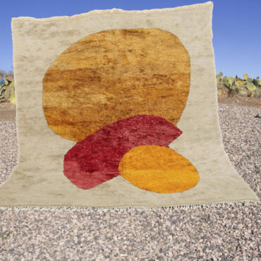 Contemporary Moroccan Wool Rug Taupe Background