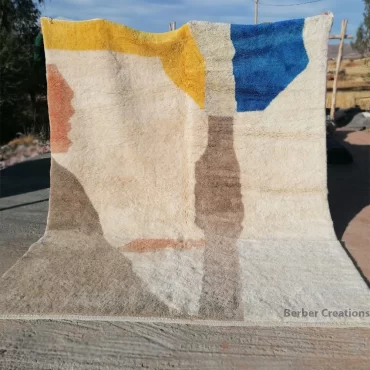 Moroccan Handmade Beni Mrirt Rug Abstract Design