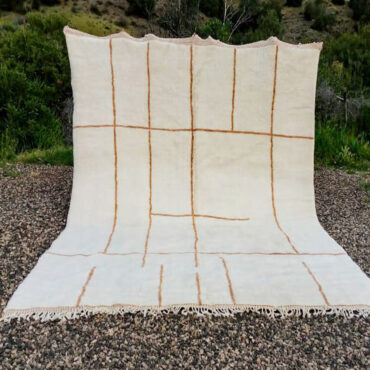 Hand Knotted Moroccan Area Rug White / Orange