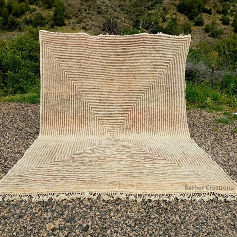 moroccan handmade berber wool rug beni mrirt beige and cream