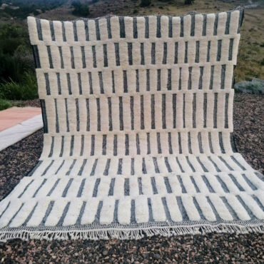 Modern Moroccan Wool Rug Black and White