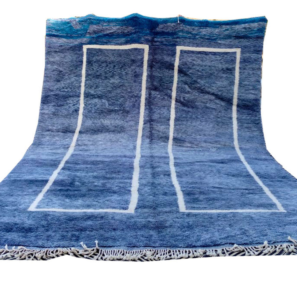 blue moroccan wool rug handmade in atlas mountains