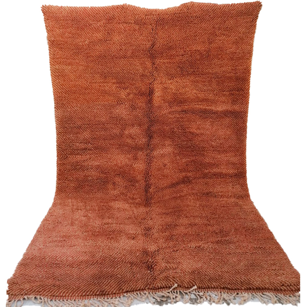 Handmade orange moroccan wool rug