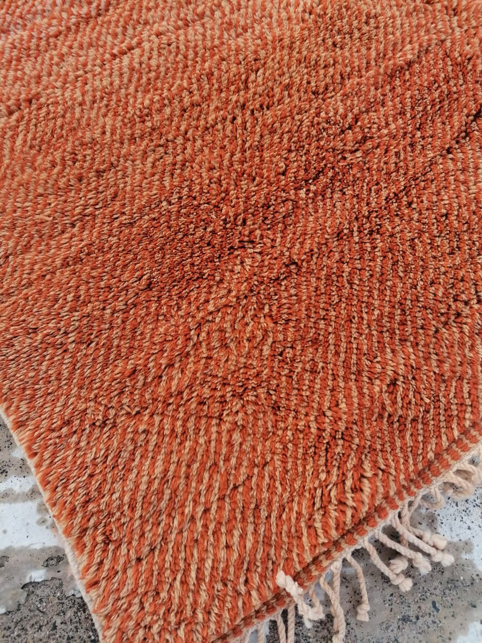 Handmade Orange Moroccan Wool Rug - Image 3
