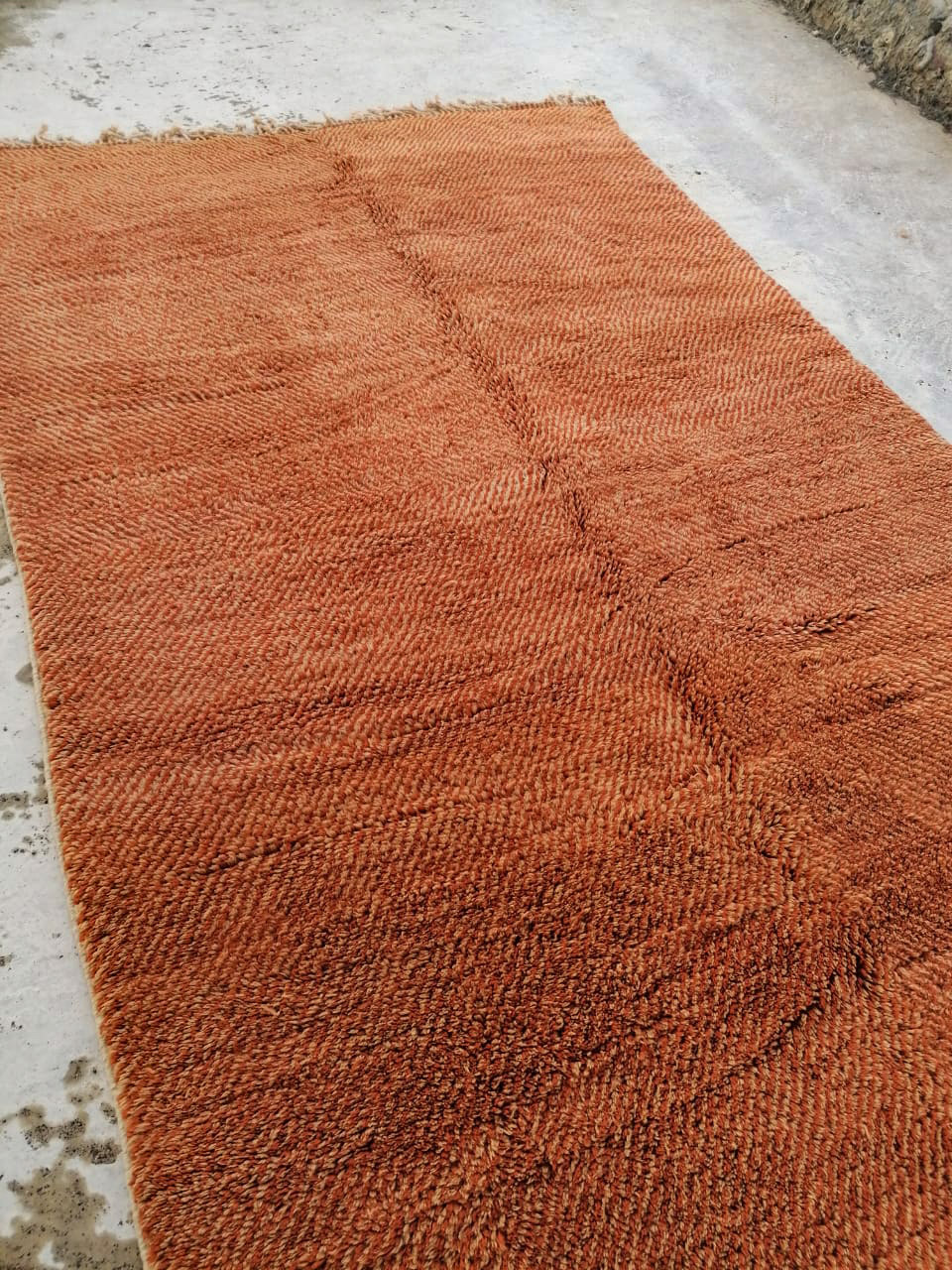 Handmade Orange Moroccan Wool Rug - Image 4