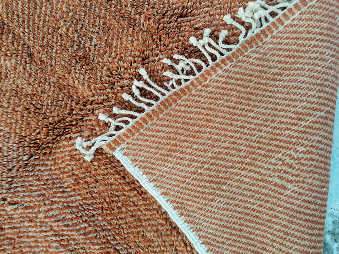 Handmade Orange Moroccan Wool Rug - Image 5