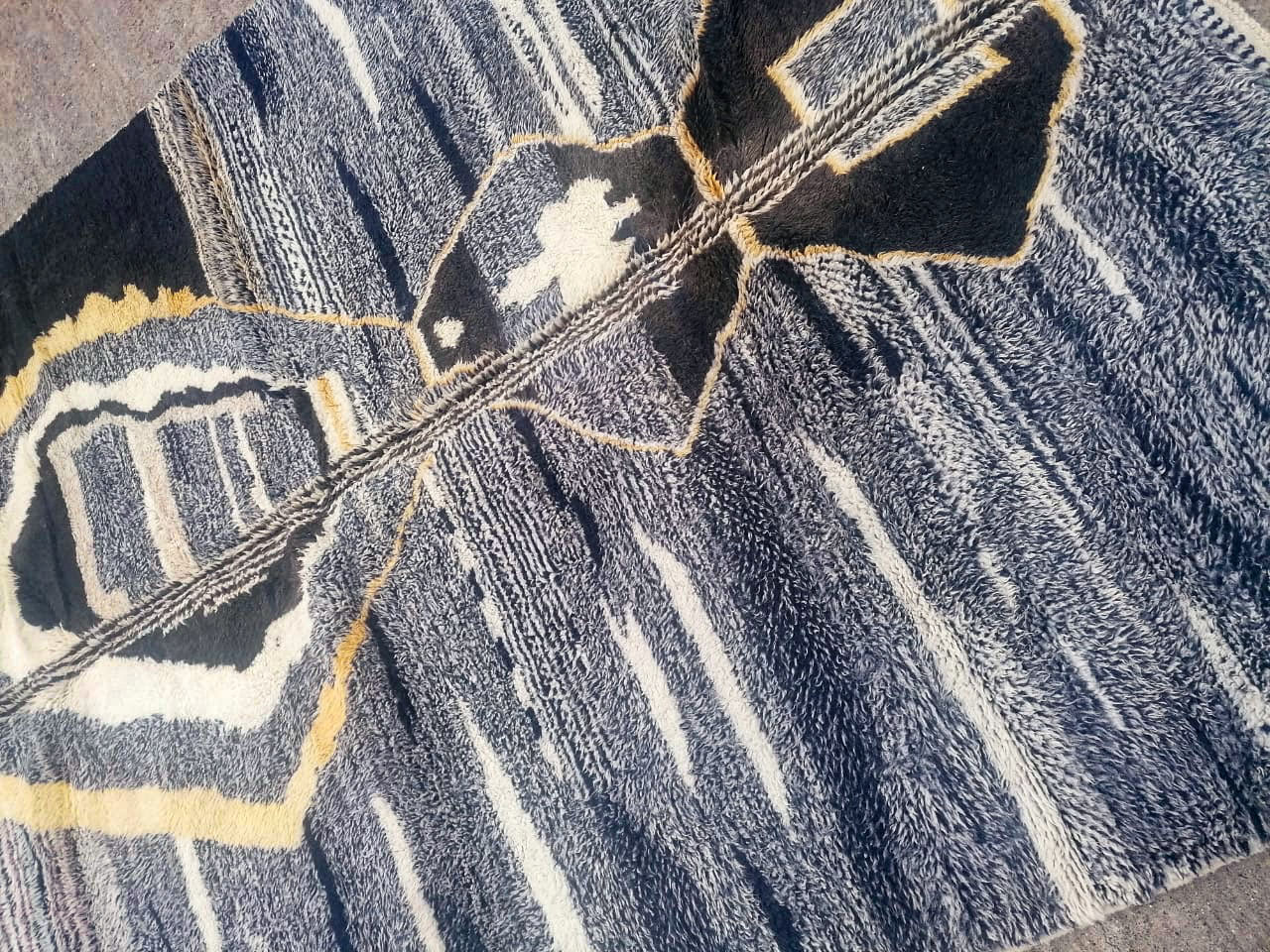 Modern Handknotted Berber Wool Rug - Image 3