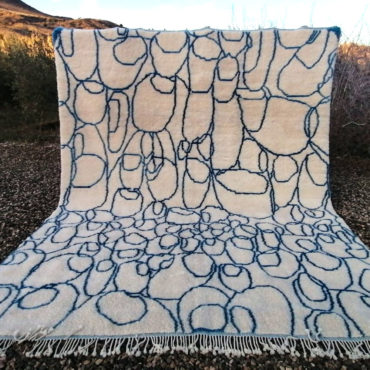 Modern Moroccan Beni Ourain Rug Geometric Circles