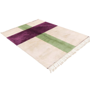 Modern Moroccan Beni Rug Cream Purple & Sage Green