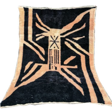 Moroccan Handmade Beni Mrirt Rug Black and Beige