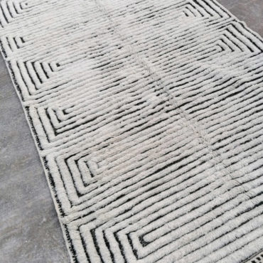 Moroccan Textured Beni Ourain Rug Black & White