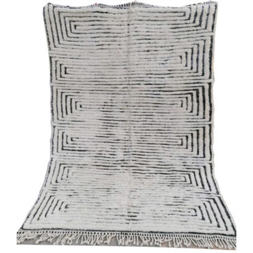 Moroccan Textured Beni Ourain Rug Black & White