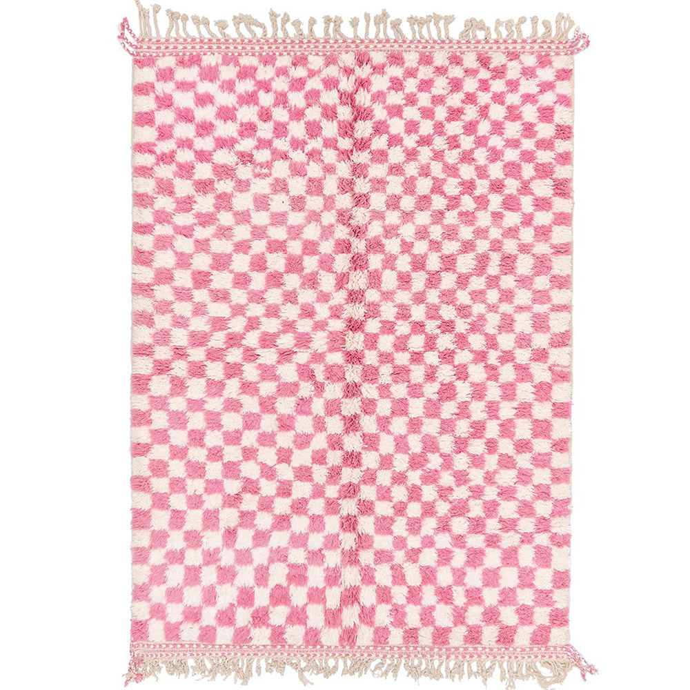 checkered moroccan rug pink