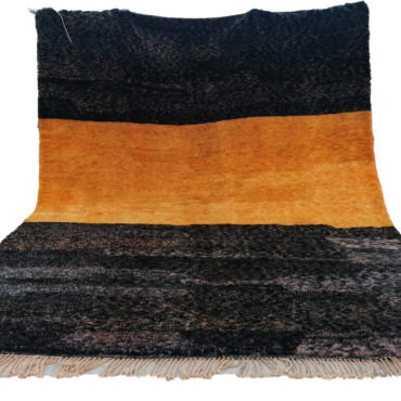 Moroccan Beni Mrirt Wool Rug Black and Orange