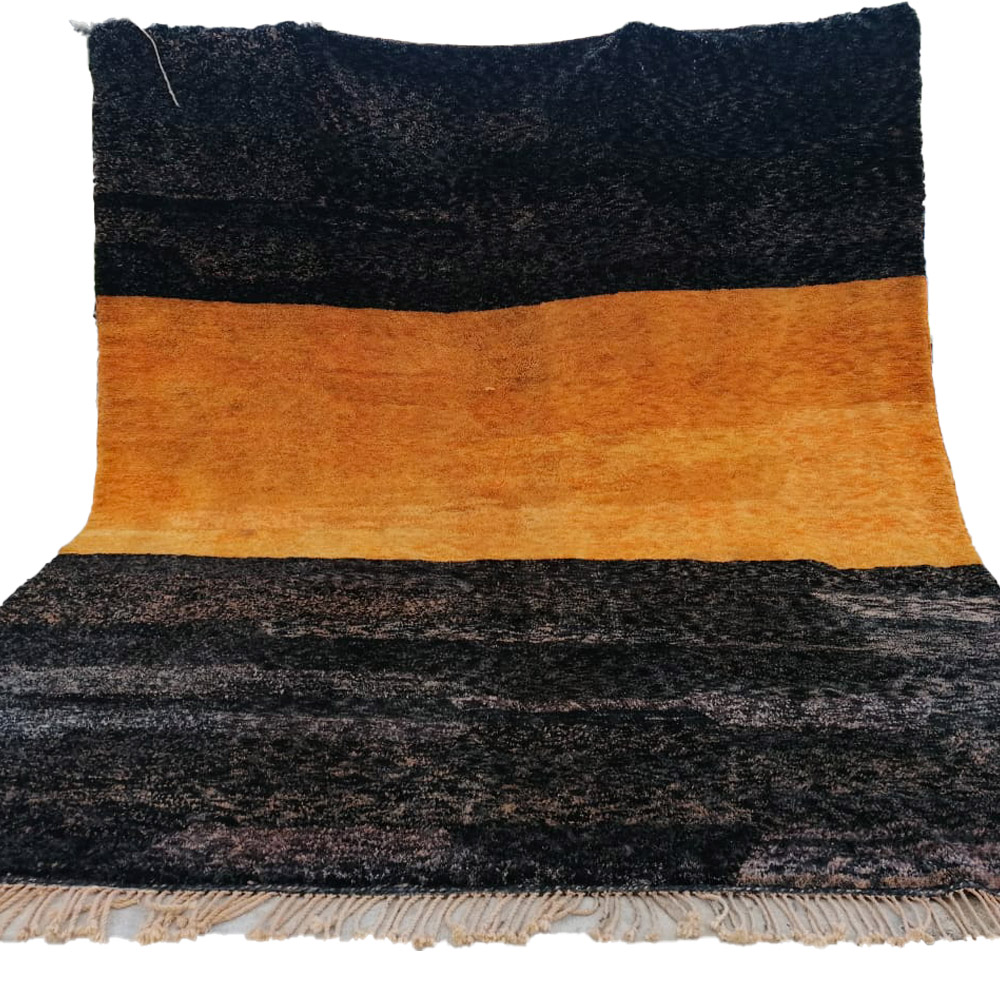moroccan beni mrirt wool rug black and orange