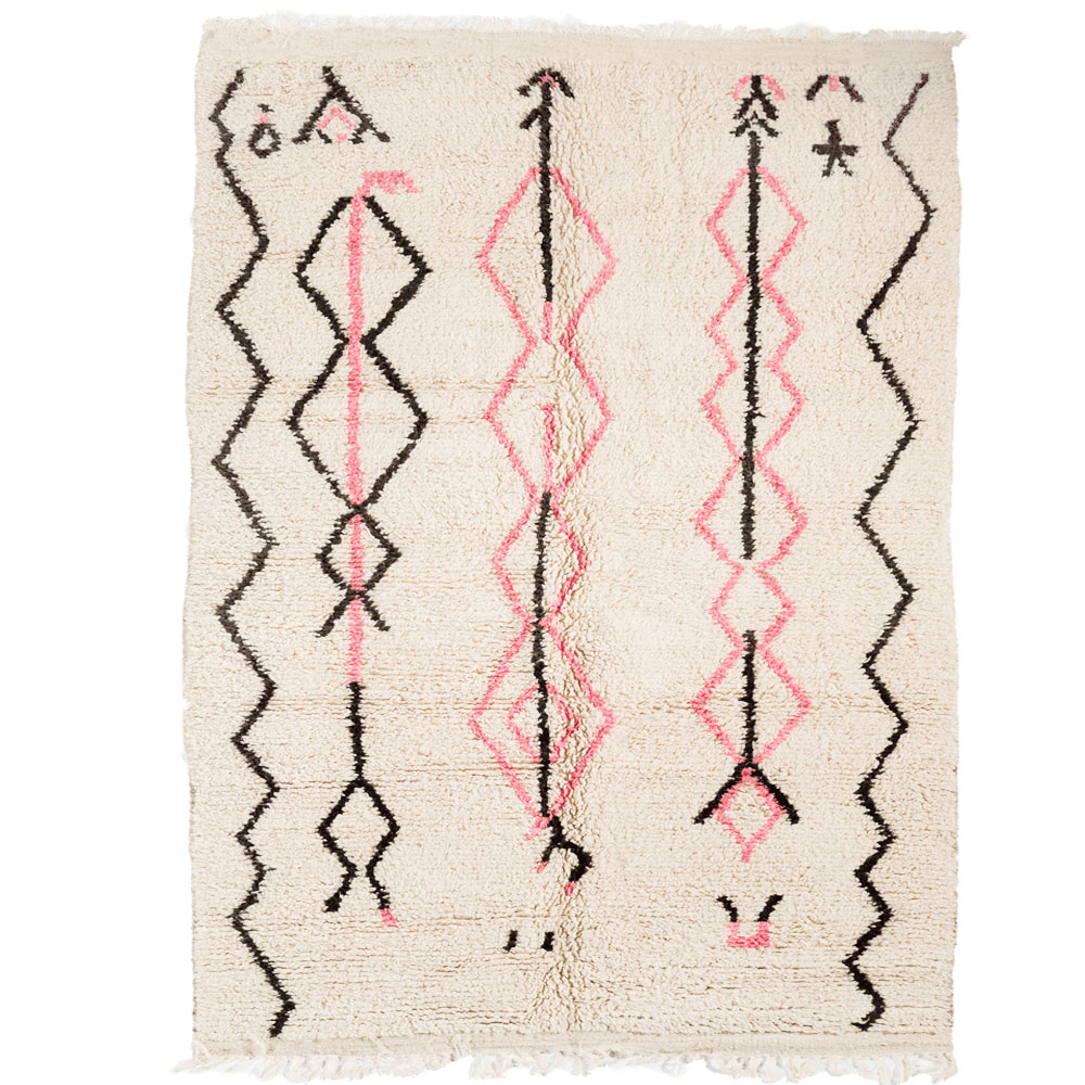 moroccan azilal rug pink and black tribal design