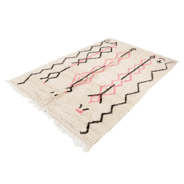 Moroccan Azilal Rug Pink and Black Tribal Design