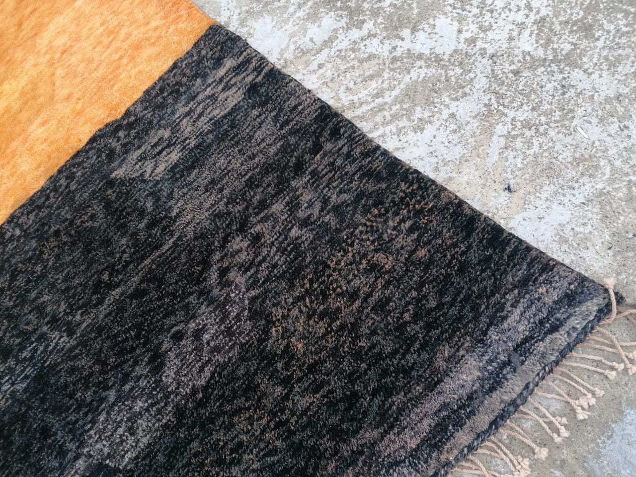 Moroccan Beni Mrirt Wool Rug Black and Orange - Image 2