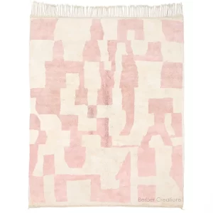 moroccan beni mrirt wool rug pink and white Djamel - berber 1