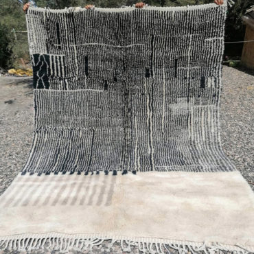 Striped Moroccan Area Rug Black & White