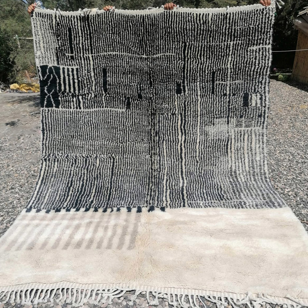striped moroccan area rug black and white