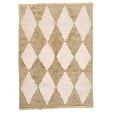 Taupe Moroccan Wool Rug Classic Diamond Pattern