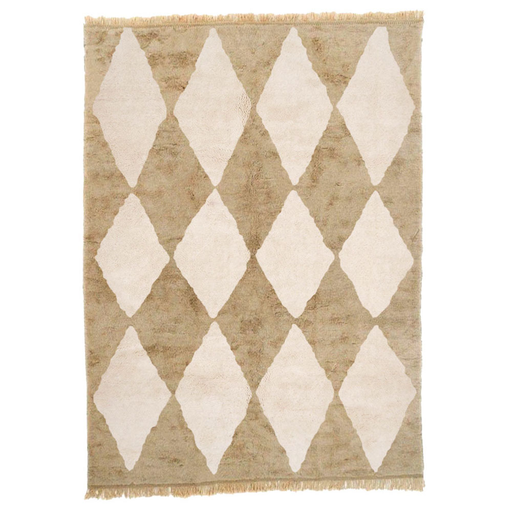 taupe moroccan wool rug classic diamond pattern