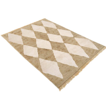 Taupe Moroccan Wool Rug Classic Diamond Pattern