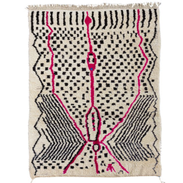 Moroccan Azilal Wool Rug Pink & Black Design
