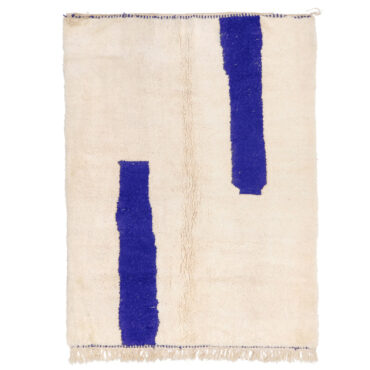 Moroccan Beni Ourain Rug White and Blue