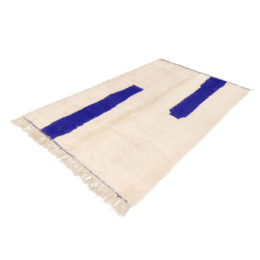 Moroccan Beni Ourain Rug White and Blue