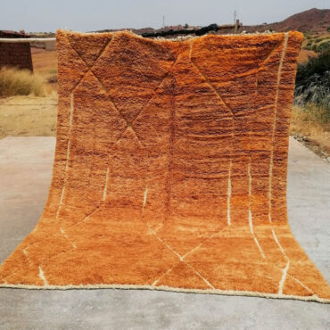 Moroccan Luxury Beni Mrirt Wool Rug Orange 8’x10′